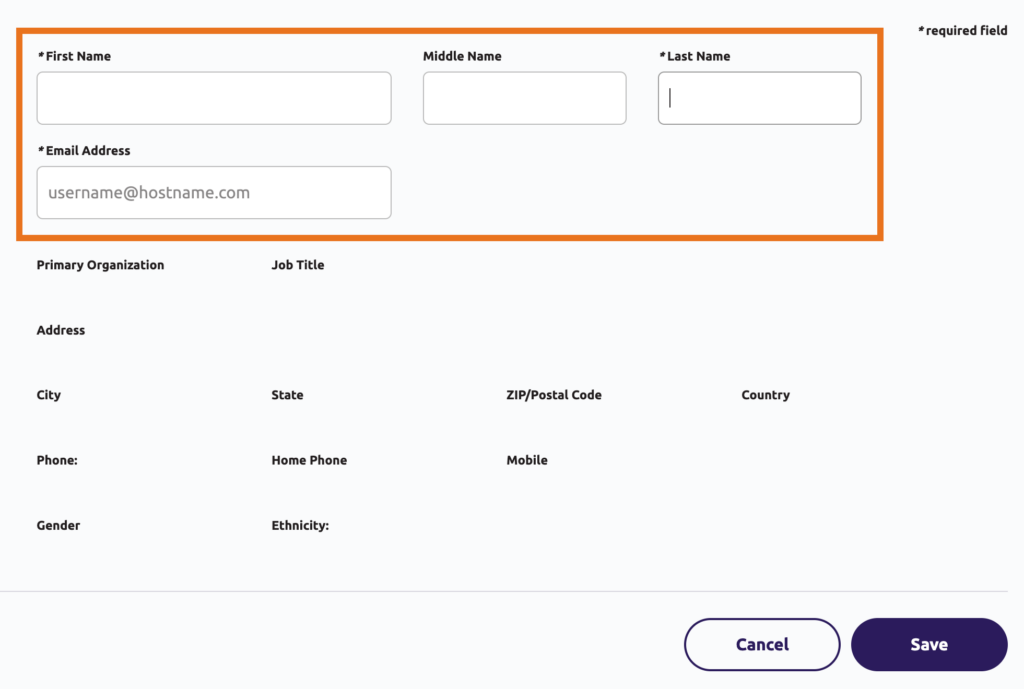 Name and address form fields